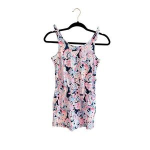 Lilly Pulitzer Cady Girls High Tide Navy Its For Shore Sleeveless Romper Large